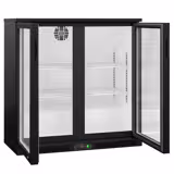 Commercial Back Bar Bottle Cooler – Under Counter Lockable Double Glass Doors Black – 900mm 220L