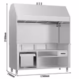 Assador vitrocerâmico para churrasqueira a gás e carvão - 1760x790x2100mm - Aço inoxidável AISI 304 - com 4 filtros - compatível com KGE1600 & 2x GGE800