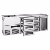 Comptoir de bar réfrigéré PREMIUM - 2500x700mm - 1 porte vitrée & 6 tiroirs en verre