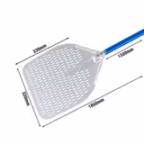 Pelle à pizza rectangulaire PREMIUM - AZZURRA - Aluminium - 330x330mm - perforée - manche 150cm