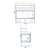 Pizzawerkbank ECO - 1400x700mm - met granieten werkblad - met 3 deuren - incl. glasvitrine LED - 6x GN 1/4