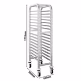 silent Tray Trolley PREMIUM – 15 Trays - EN 530×370 - Stainless Steel - Silent Wheels
