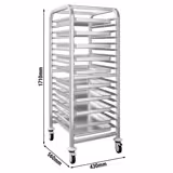 In acciaio inox Carrello portavassoi - per 15 vassoi 530x370mm - con ruote girevoli (2 con freno)