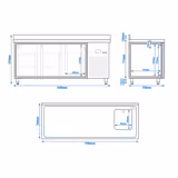 Rashladni pult PREMIUM - 1900x700 mm - Sa 3 vrata, 1 sudoperom na desnoj strani & poleđinom