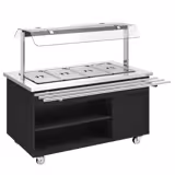 Buffetový vůz - vyhřívaný DANZIG - 1 600 mm - pro 4x GN 1/1 - s kolejničkami pod podnosy - černé