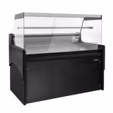 Vitrină frigorifică pentru carne / Vitrină frigorifică orizontală PREMIUM - 1580x975 mm - 140 L - culoare negru - uși glisante (din sticlă) cu 2 - geam frontal drept - blat de granit