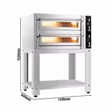 Four à pizza électrique – (voûte et sole en chamotte) – 4+4 x 34 cm – Manuel – avec support inclus