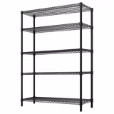 Scaffale metallico cromato - 1200x1800mm - Profondità: 450mm - con 5 ripiani (REGOLABILI) - Nero - Portata: 180kg