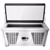 Countertop Ice Cream Display Freezer - 867mm - Static cooling - with LED lighting - for 4 x 5 litres Napoli pans - hinged glass lid