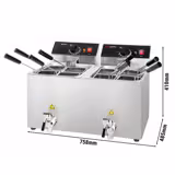 Cocedor de pasta - 8 + 8 litros - 6,5 kW - con grifo de vaciado - incl. 8 cestas
