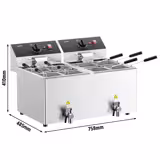 Commercial Pasta Boiler - Table Top - Electric - 2 Basins, 16 Litre - 6.5 kW - 8 Baskets - 2 Plugs - Drain Tap