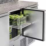 Commercial Saladette Counter ECO - 1368mm - 402L - 2 doors & 2 drawers - open top for 8 x GN 1/6 & stainless steel hinged lid