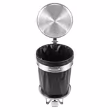 Sack holder - Mobile - 80L - Ø390mm, 840(H)mm - with foot pedal & slow-closing lid, liner retainer, castors - Stainless steel