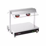 Bandeja calienta platos de acero inoxidable - 700mm - 2x GN 1/1 - 1kW - con 2 lámparas infrarrojas - con vidrio protector