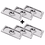 (6 pcs) Couvercle inox GN 1/4 - 265x163x7mm - Hauteur: 7mm