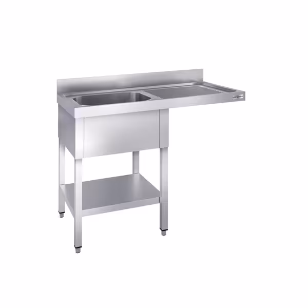 Fregadero con espacio para lavavajillas de acero Inox. - 1,2 m - 1 fregadero a la izquierda A 40 x P 40 x A 25 cm 