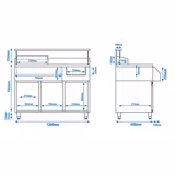 Stół do przygotowywania koktajli - ze stali nierdzewnej - 1200x720mm - z 2 szufladami - z GN 8