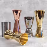 (6 pcs) Cocktail Jigger - Stainless Steel - 25ml & 50ml - with internal fill lines 15ml & 35ml - CE marked