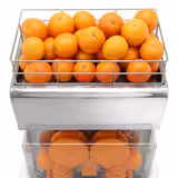 Elektrische Orangenpresse - mit automatischer Fruchtzufuhr & Ablasshahn - Silber