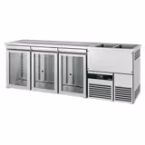 Comptoir de bar réfrigéré PREMIUM - 2500x700mm - 3 portes vitrées