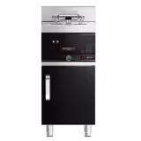 Friggitrice elettrica professionale su mobile - 10L - 12kW - comandi meccanici - Nero - con rubinetto di scarico - con mobile 1 anta