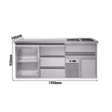 Commercial Refrigerated Beer Counter PREMIUM – 1950×700 mm – Glass Door, 3-Drawer, 2-Sink