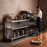 Mesa de trabajo para bar - acero Inox. - 2000x400mm - con 4 estantes