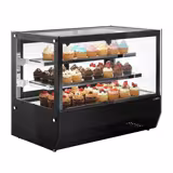 Vetrina refrigerata da banco - 120 litri - 700 mm - con 2 ripiani in vetro - angolare - nero