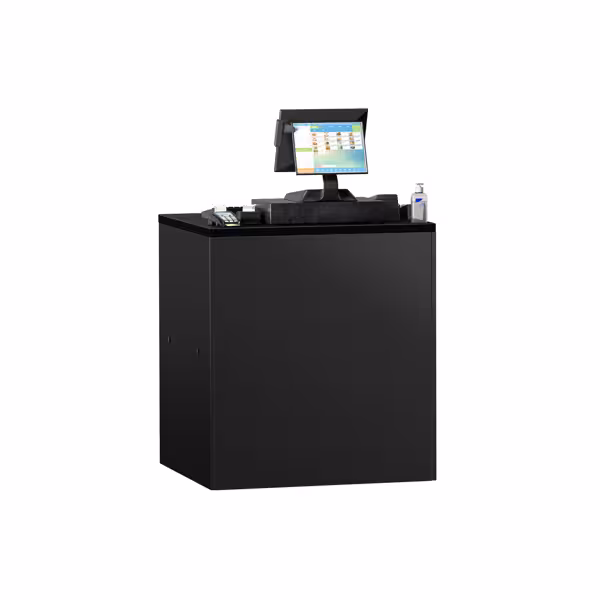 Banco cassa Serie MADRID & con 2 cassetti - 800x730mm - Piano di lavoro in marmo nero - Finitura Nero (opaco)