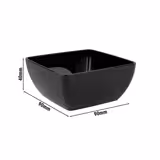(6 db) Tál - FRIENDLY - PET - 0,14 l - szögletes - 90x90 mm - stapelbar, bruchsicher, mosogatógépben mosható - fekete