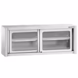Armário mural em aço inoxidável - 1800x400mm - com portas de correr em vidro - 650mm de altura