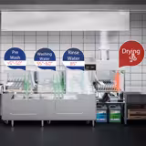 Lavastoviglie con trasporto a cestello professionale - Elettronica - 31,00kW - con tunnel di asciugatura - Tavolo di alimentazione a sinistra