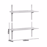Étagère murale ECO en inox - 1500 × 300 mm - avec 2 étages