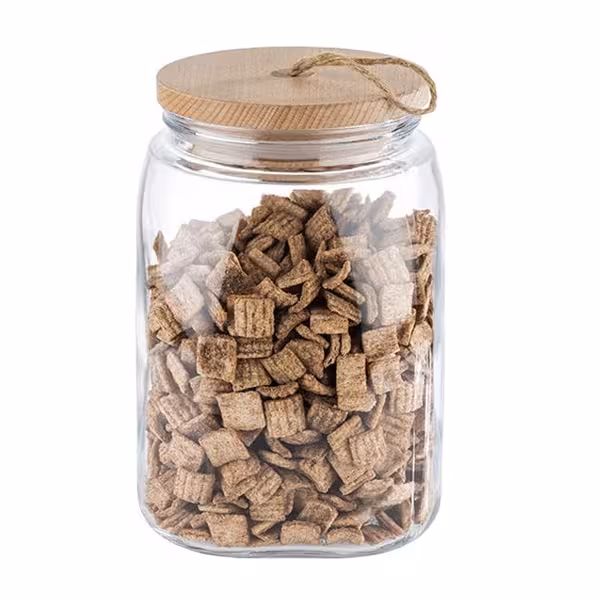 (6 unid) Frasco de vidro com tampa de rosca - WOODY - 2,5 Litro - Transparente