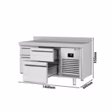 Commercial Counter Fridge PREMIUM PLUS - 1468x600mm - with 4 drawers - with upstand - capacity 250 litres
