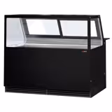 Koeltoonbank KAISA - 1500x1048mm - 420 liter - kleur zwart - dubbel glas - achterzijde 2 schuifdeuren - rechte ruit