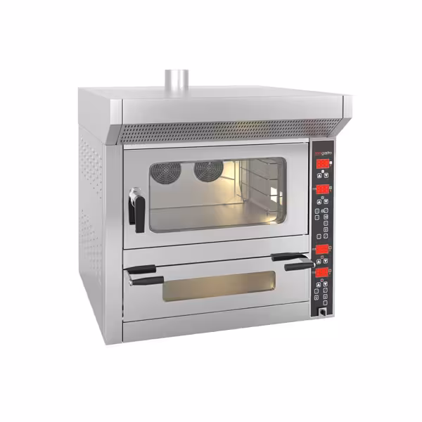 Forno combinado - digital - forno de convecção de padaria - 4x EN 60x40 e forno de pizza - 7x Ø 25cm