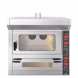 Horno de convección para panadería - Electrónico - 4x 600x400mm & Horno de pizza - 7x Ø25cm - Acero inoxidable - con humidificador - con ventiladores reversibles y resistencias de techo y suelo independientes - incl. conexión de agua 3/4"