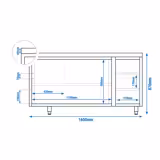 Armoire de travail inox PREMIUM - 1600x600mm - avec 3 tiroirs à droite sans rebord