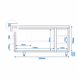 Edelstahl Arbeitsschrank PREMIUM - 1600x700mm - mit 3 Schubladen rechts