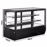 Vitrine réfrigérée de table - 160L - 900mm - Double vitrage - avec 2 étagères en verre - portes coulissantes vitrées arrière - Noir