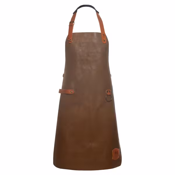 KARLOWSKY | Leather Bib Apron – Toffee - 100% Cowhide - Adjustable Neck - Barista & Chef
