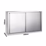 Armadio pensile in acciaio inox PREMIUM - 1400x400mm - con porte scorrevoli - 1000mm di altezza