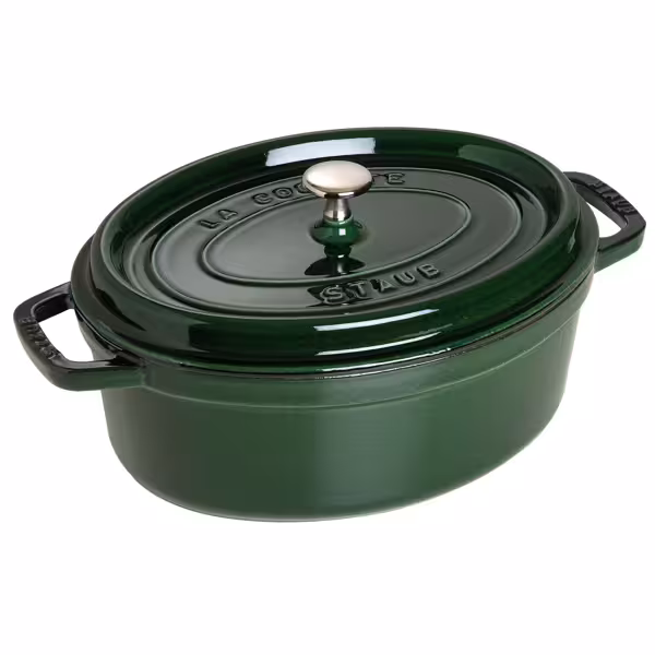 STAUB | Cocotte Oval Enamelled Cast Iron Casserole Dish – 290 mm Oval – Basil Green