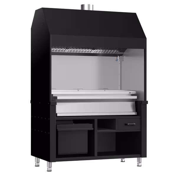 Barbecue à charbon de bois BERLIN - 1360mm - Noir - 3 grilles de cuisson