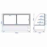 Commercial cake display fridge - 633L - 1800mm - Double glazing - with 3 glass shelves - rear sliding doors - for patisserie