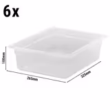 (6 bucăți) CAMBRO | Camwear® polipropilenă GN containere 1/2 - lăptos - adâncime 100 mm