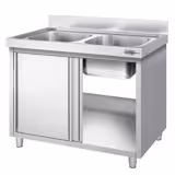 Lavello armadiato PREMIUM - in acciaio inox - 1400x600mm - 2 vasche