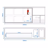 Arrière‑bar réfrigéré PREMIUM - 2500x700mm - 6 tiroirs vitrés