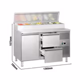 Commercial Saladette Prep Counter ECO - 1360x700mm - 1 Door & 2 Drawers - for 7x GN 1/3